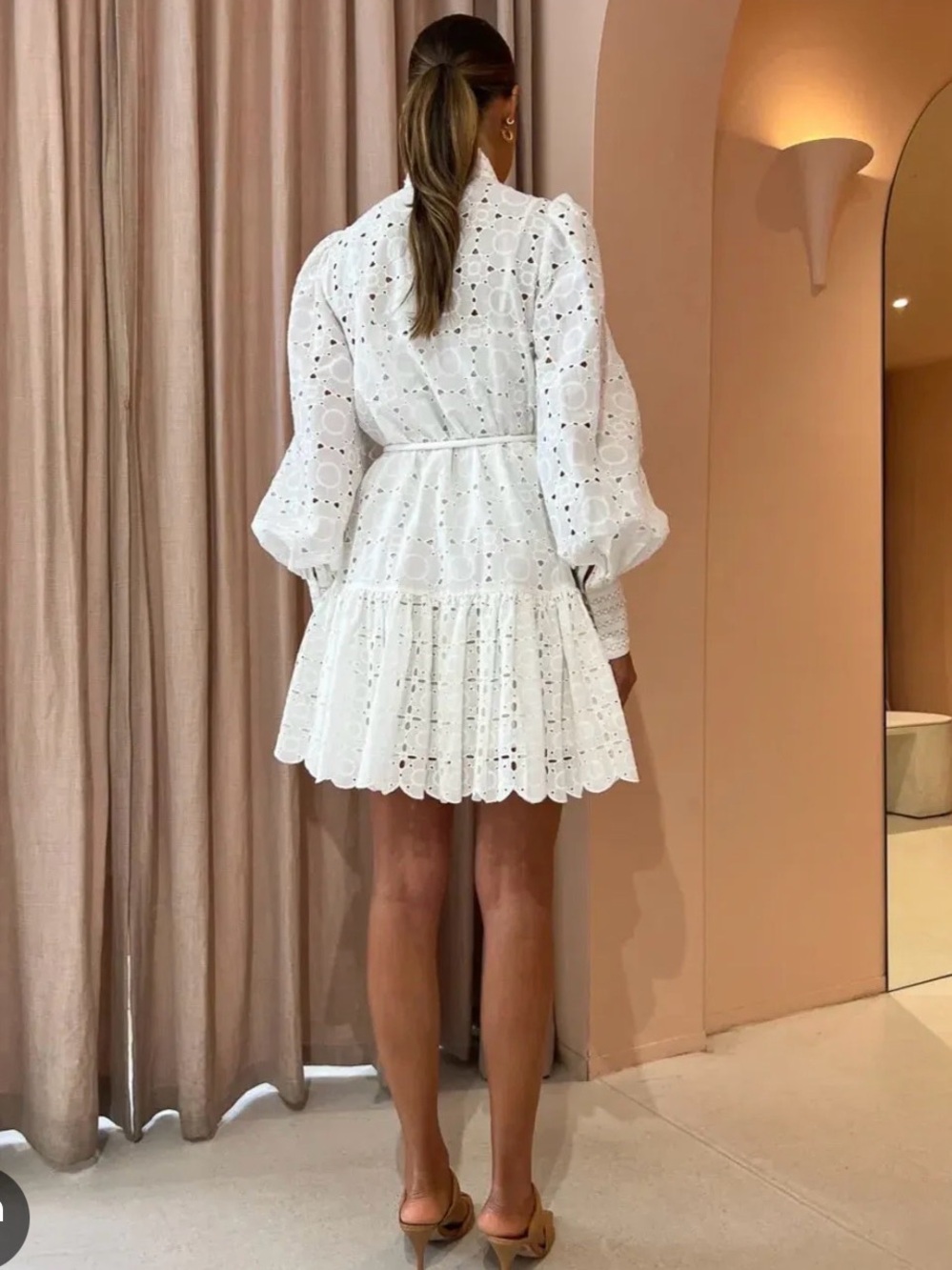 Alemais White Eyelet Tiered Mini Dress